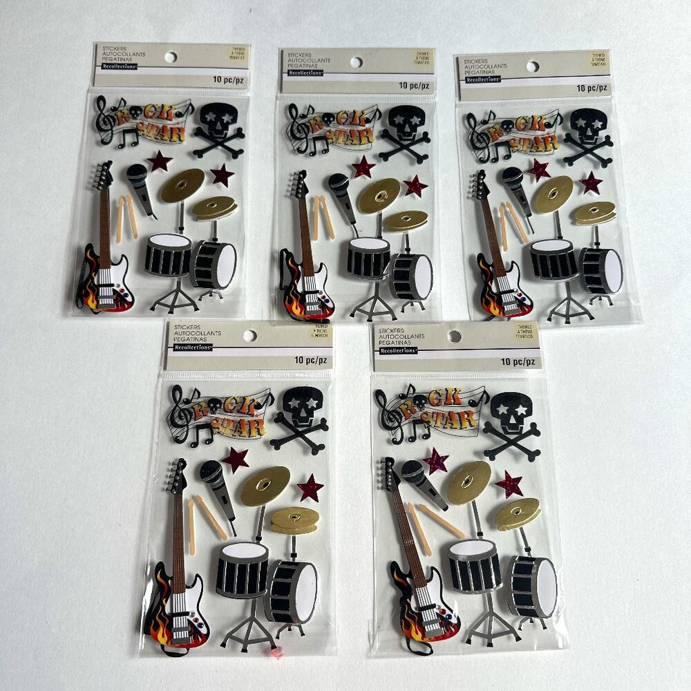 Musical 3D Stickers Recollections Scrapbooking Journaling Arts and Crafts 5 pack